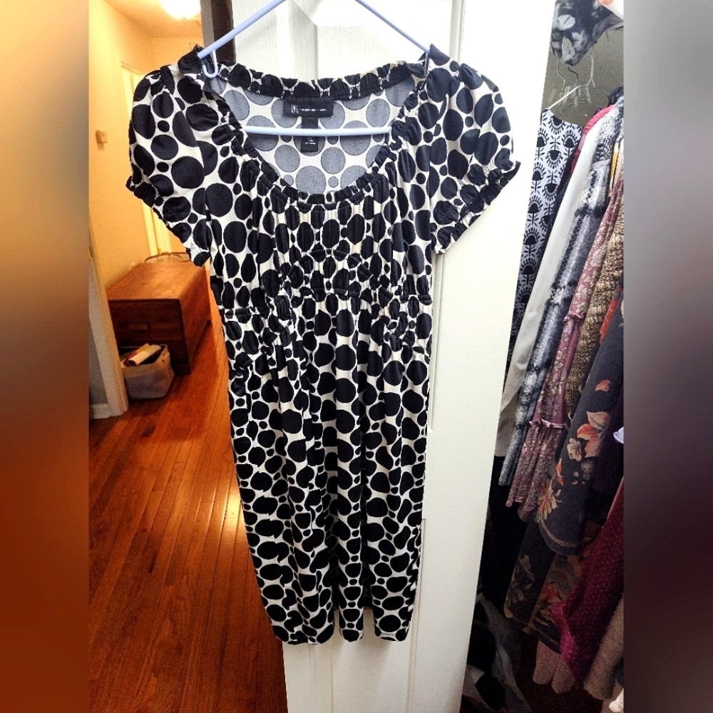 SALE!! INC Black & Cream Babydoll Dress Knee-length, S, Best Price on the 'Net!